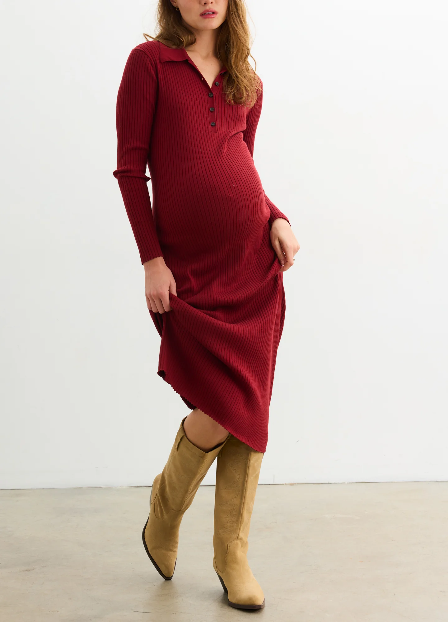 The Averie Polo Rib Sweater Dress - Image 3