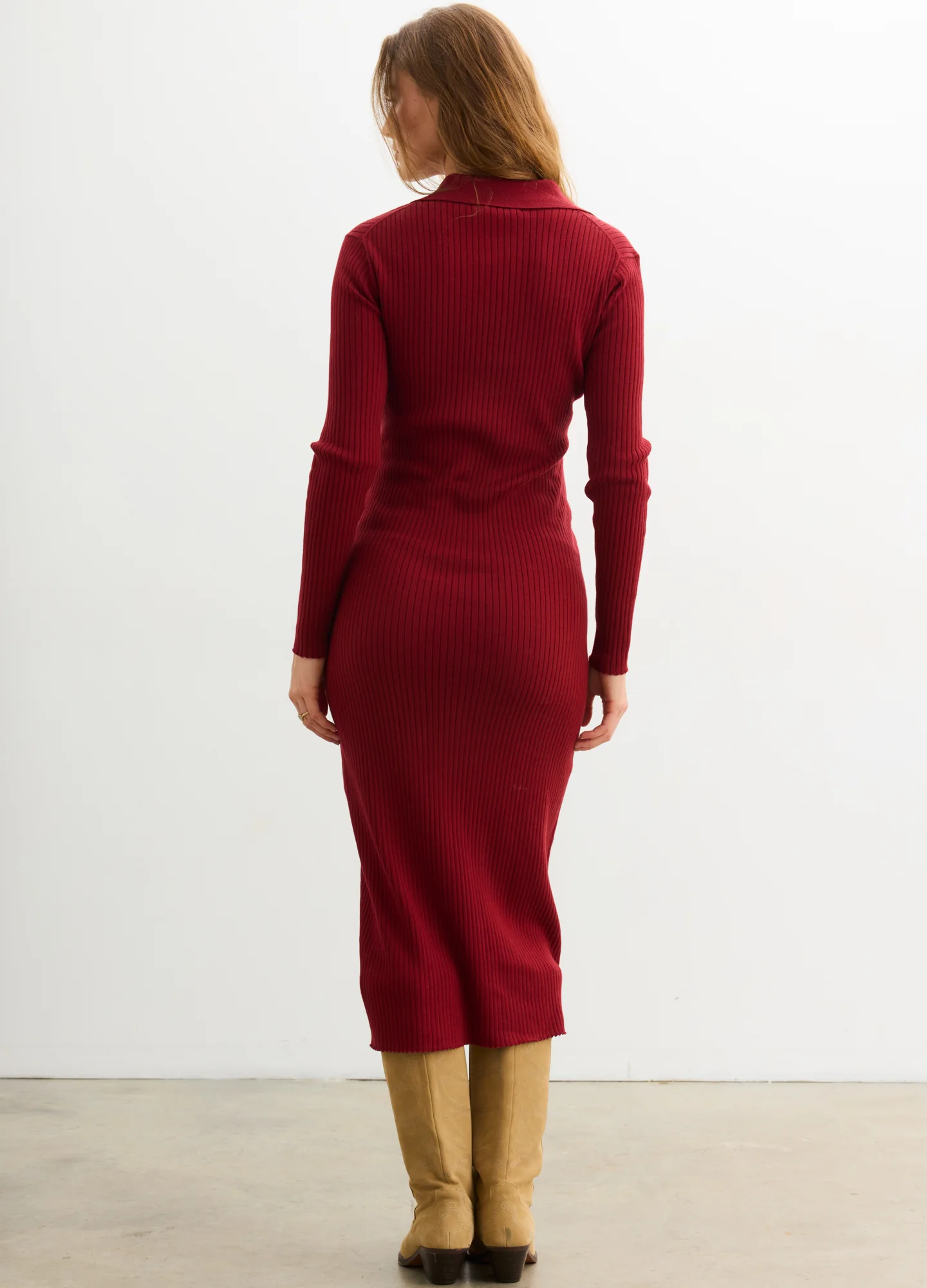 The Averie Polo Rib Sweater Dress - Image 4