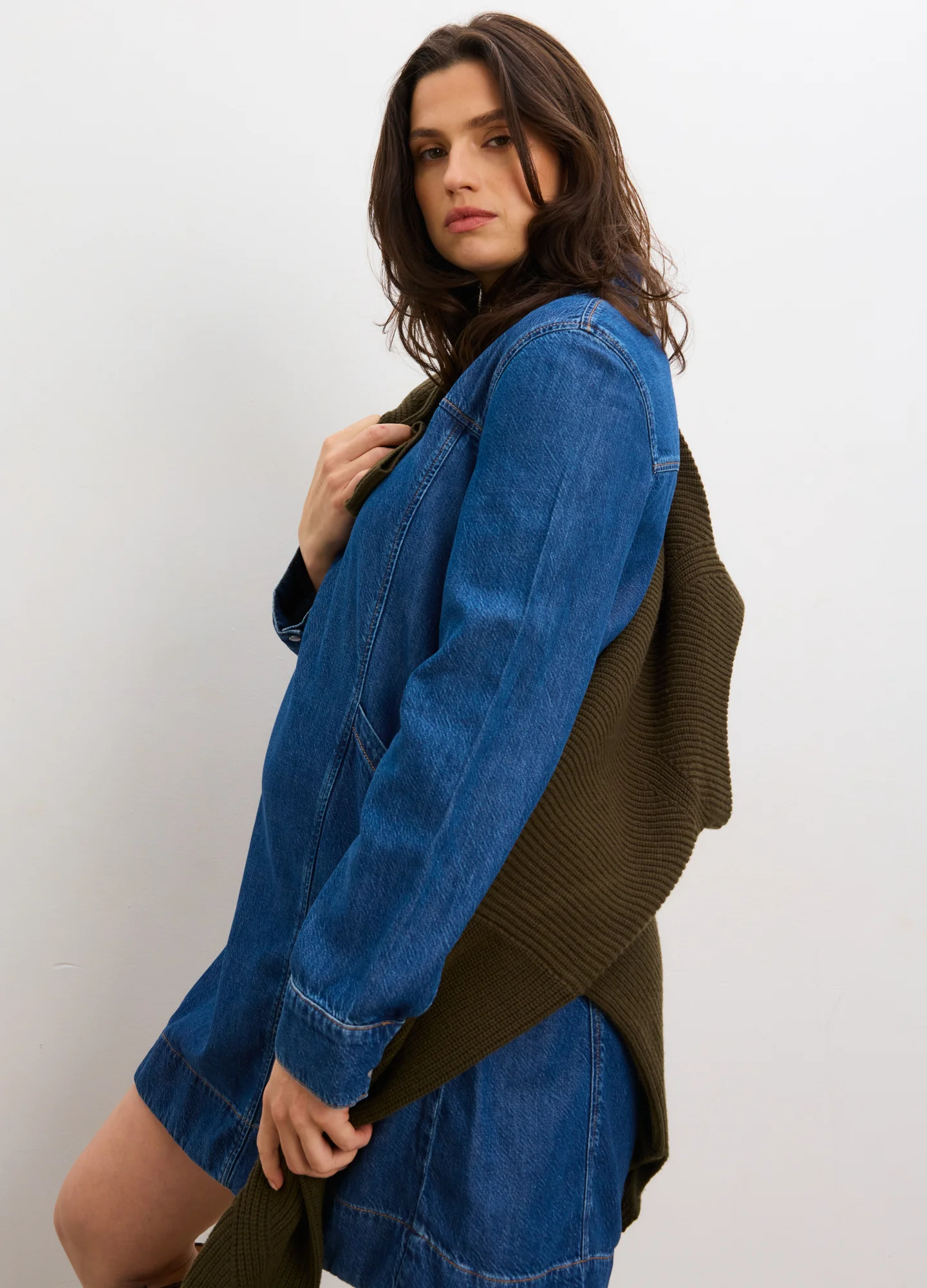 The Drapey Denim Mini Dress - Image 3