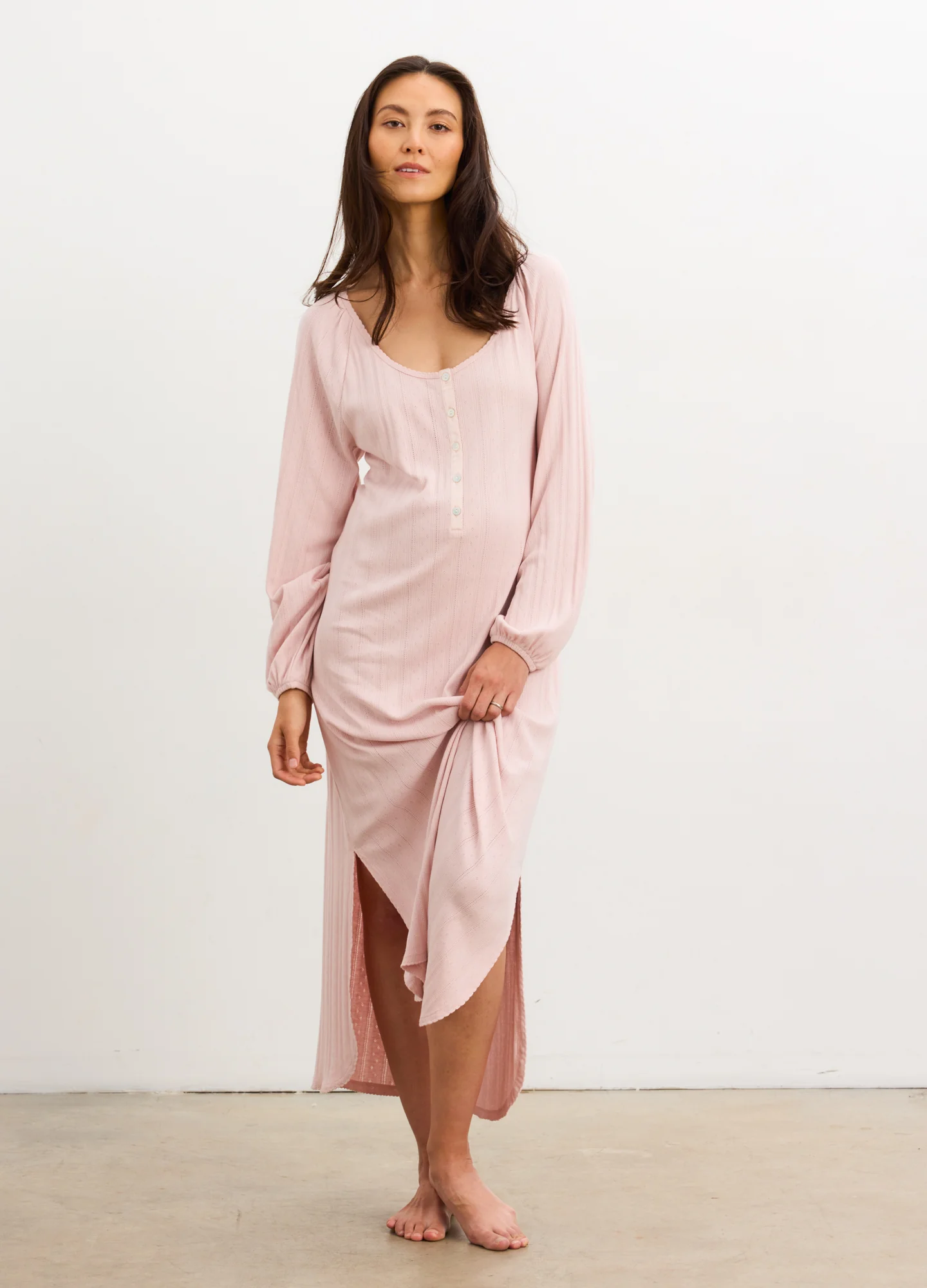 The Long Sleeve Pointelle Nightgown - Image 2