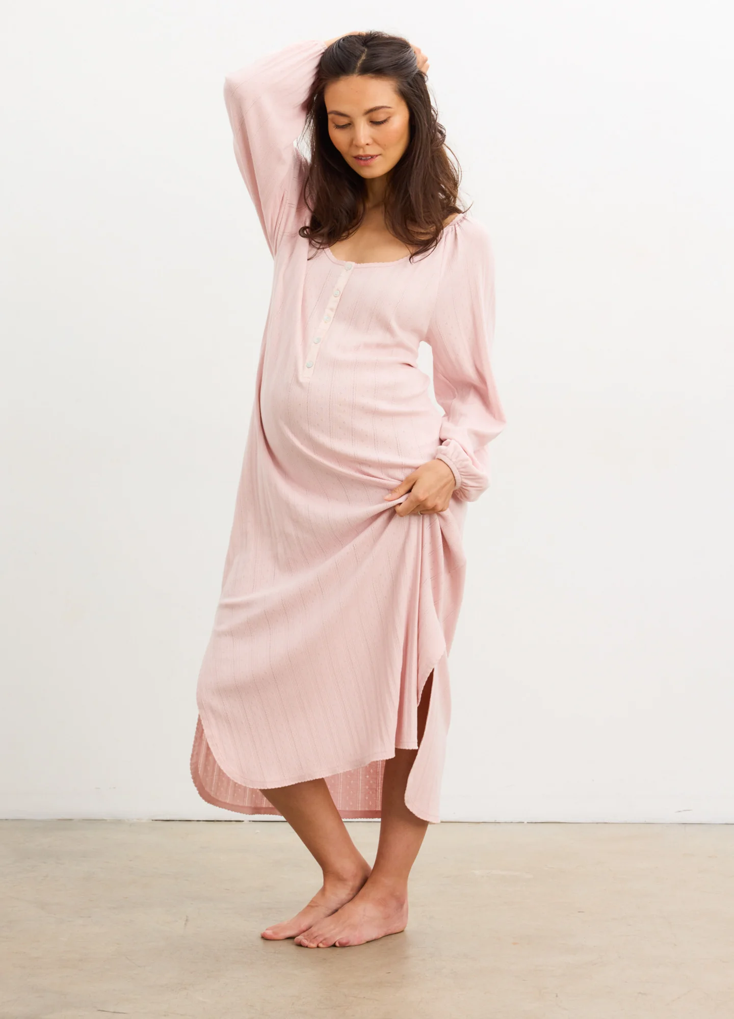The Long Sleeve Pointelle Nightgown - Image 5