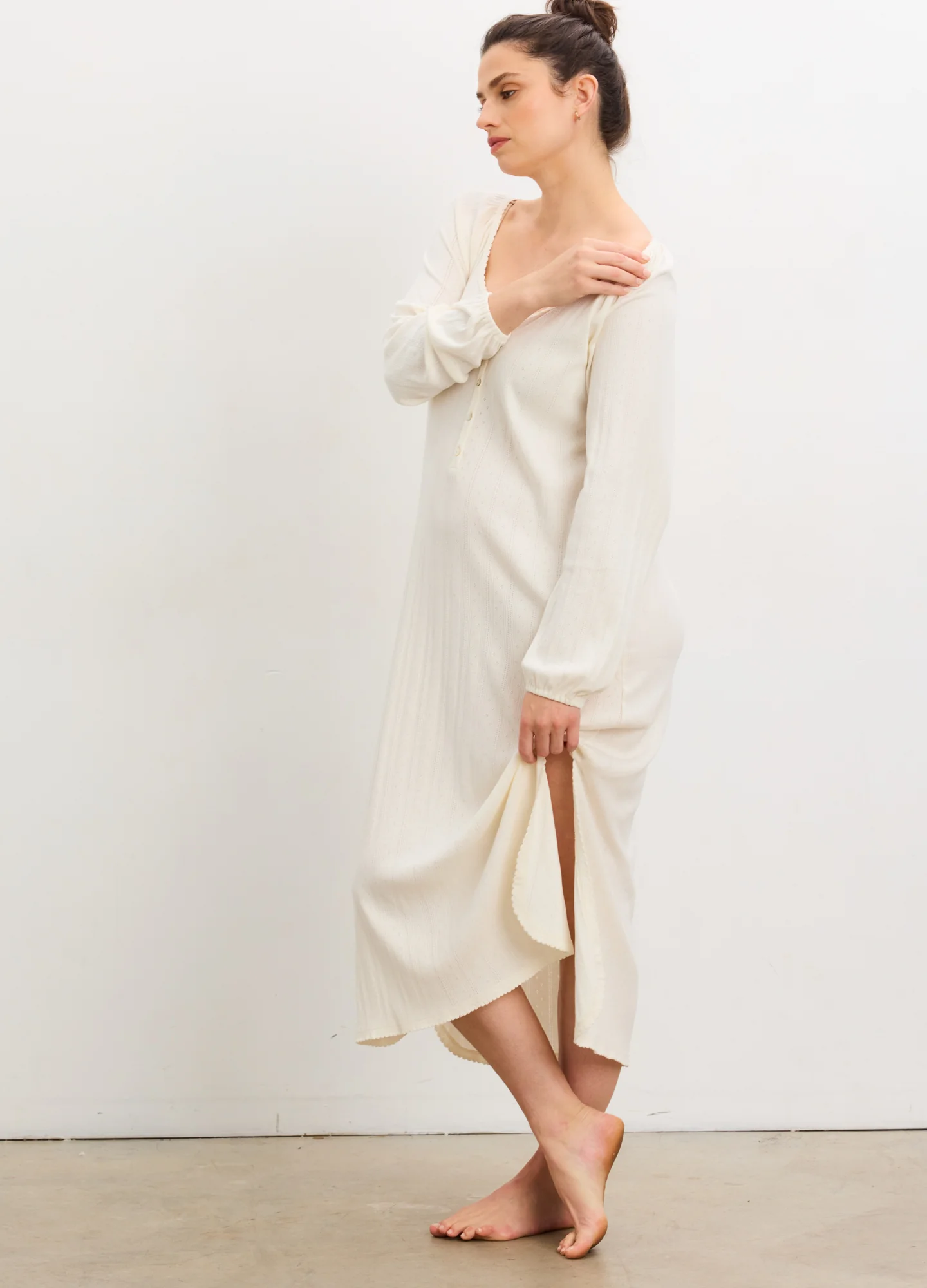 The Long Sleeve Pointelle Nightgown - Image 5