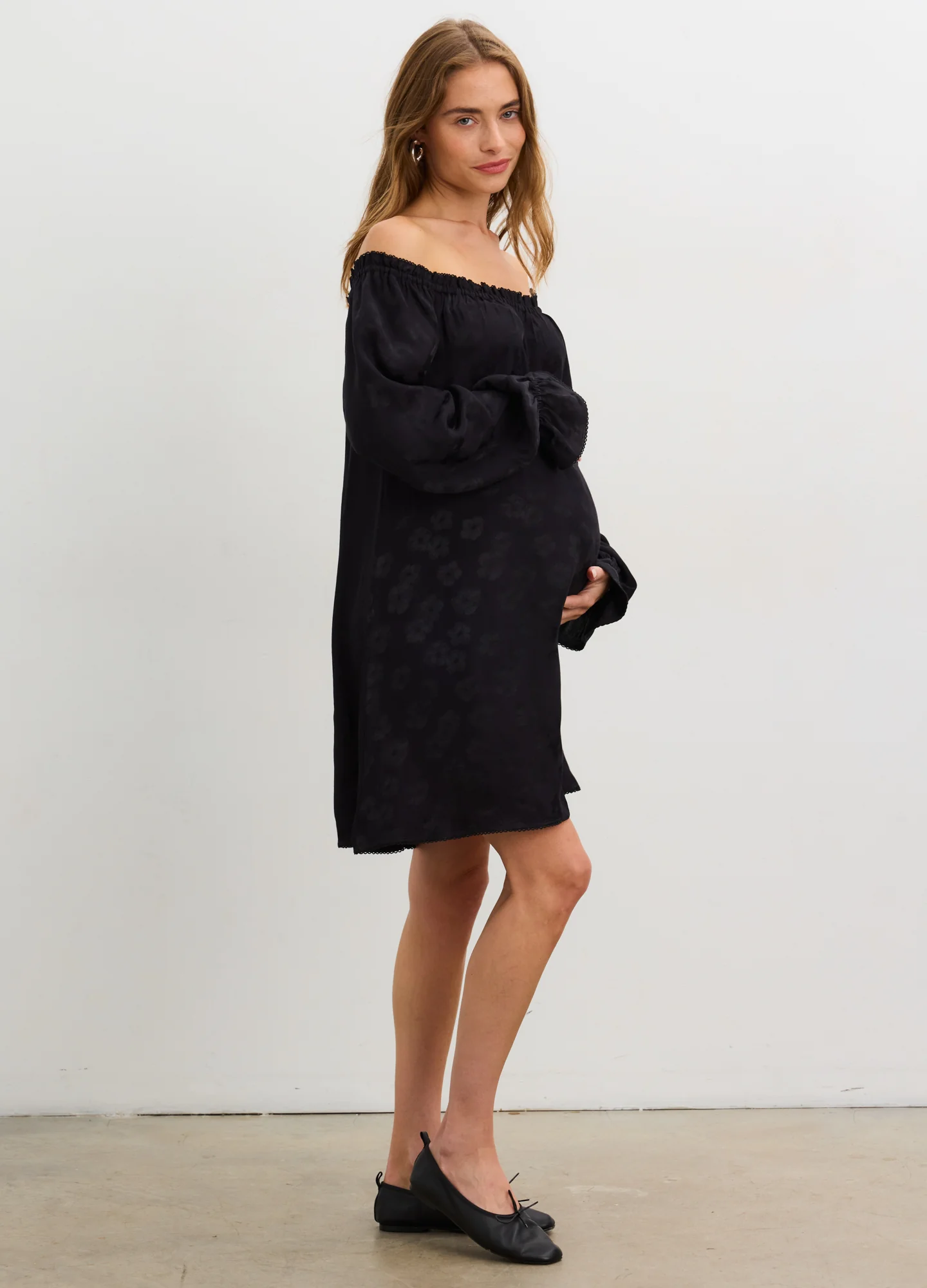 The Samantha Off-The-Shoulder Jacquard Mini Dress - Image 2