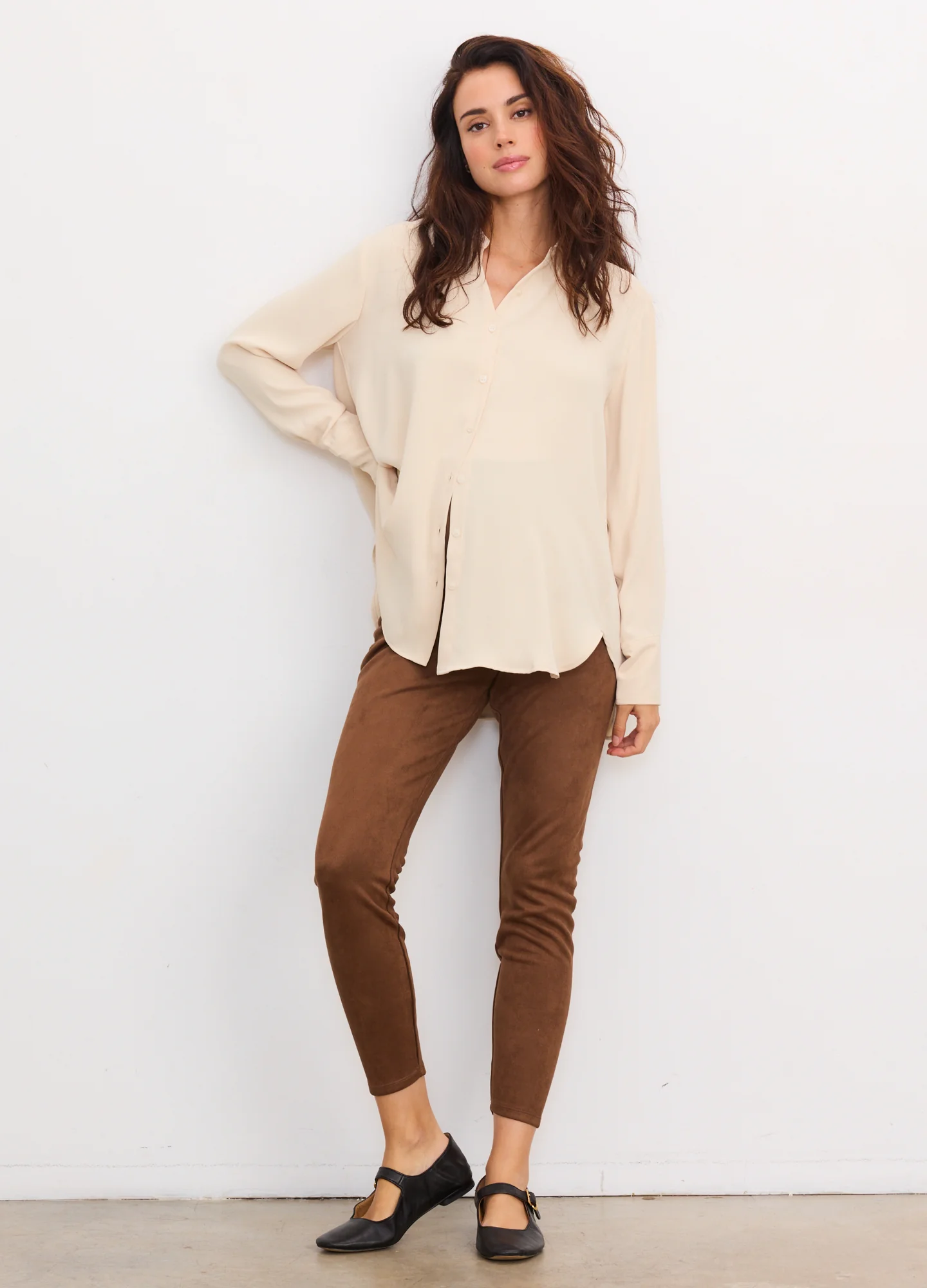 The Vegan Stretch Suede Before, During, And After Legging - Image 4
